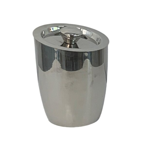 VTG Stainless Steel Ice Bucket Mid Century 8 Inches Tall Insulated Tilted 7577 - Picture 1 of 8